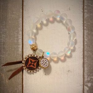 Clear Moonstone Beaded Embellished Charm Bracelets